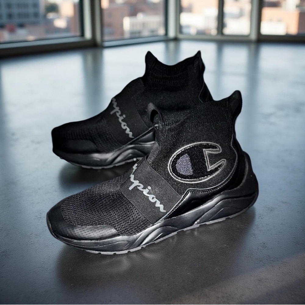 Champion Black Knit High-Top Sneakers